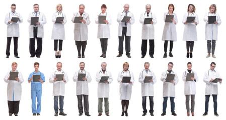 full length group of doctors with notepad isolated © ASDF