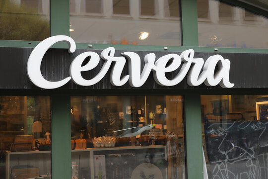 Ostersund, Sweden - September 1, 2022: Logotype and sign for the Cervera store.