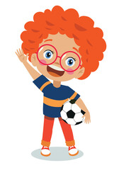 happy boy smiling with soccer ball