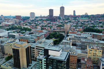 Aerial of Quebec City downtown, Canada