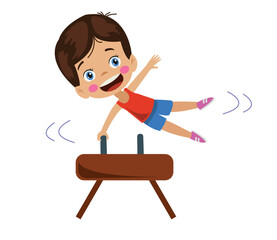 Calisthenics Cute Boy Doing Artistic and Gymnastics