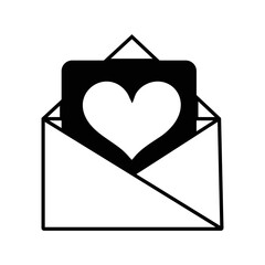 Envelope message from heart icon | Black Vector illustration |