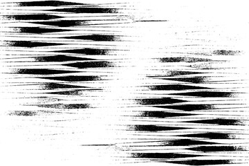 Monochrome texture composed of irregular graphic elements. Distressed uneven grunge background. Abstract vector illustration. Overlay for interesting effect and depth. Isolated on white background.