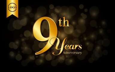 9th anniversary template design. for booklet, leaflet, magazine, brochure poster, banner, web, invitation or greeting card. Vector illustrations.