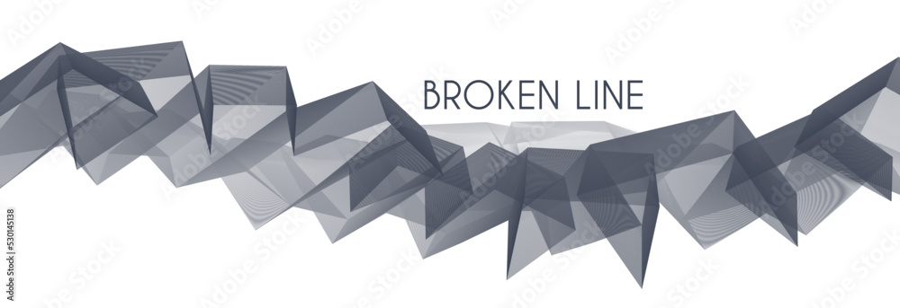 Poster Grey polyline. Abstract broken line on white. Vector graphics
