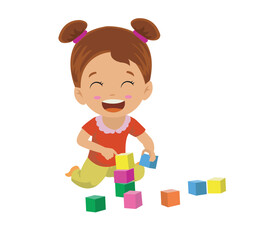 beautiful girl playing cube game