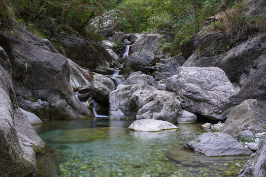 waterfall in the forest in north of tuscany