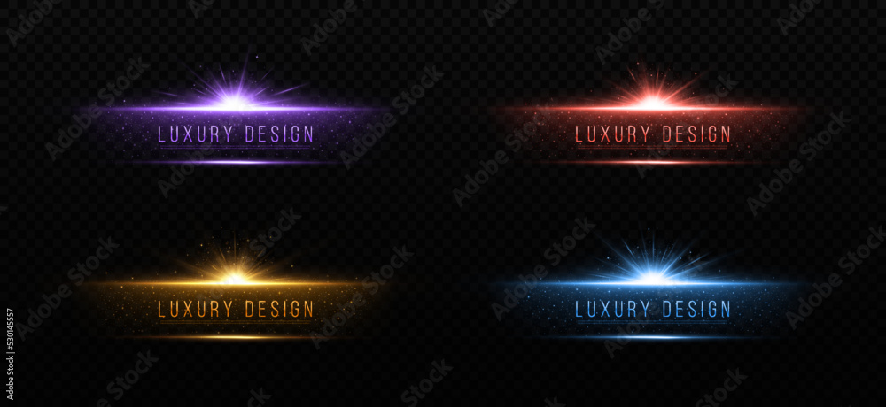 Wall mural abstract shine banners with twinkle star. luxury element with sparkles particles. luminous design fo