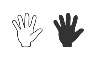 Fototapeta na wymiar Five fingers gesture thin line icon. Open palm symbol. Sign hand vector flat.