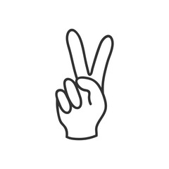 Fototapeta na wymiar Hand gesture v icon. Victory or peace symbol. Sign two fingers up vector flat.