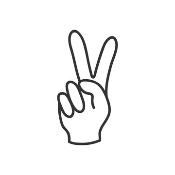 Hand gesture v icon. Victory or peace symbol. Sign two fingers up vector flat.