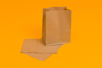 brown paper bag on a colored background