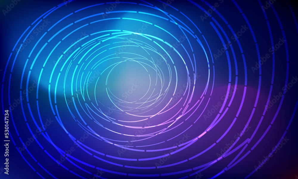 Poster blue and purple colors vector abstract background with luminous spiral lines.