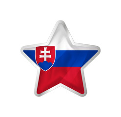 Slovakia flag in star. Button star and flag template. Easy editing and vector in groups. National flag vector illustration on white background.