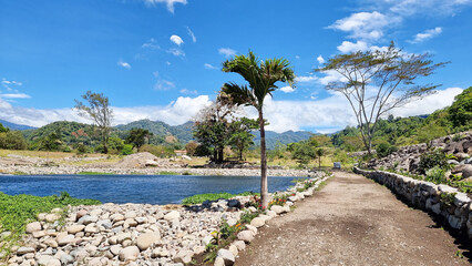 Panama, Boquete town, lakeside footpath in central park