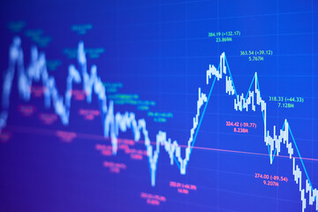 Stock market chart on blue background