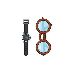 Wrist watch and sunglasses vector comic art