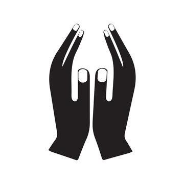 Prayer religion hands praying icon | Black Vector illustration |
