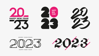 2023 New Year Gold logo design. Vector greeting card illustration.