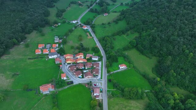 Landscape in Llueva in the Valley of Aras. Cantabria. Spain. Europe