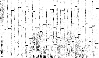 Monochrome texture composed of irregular graphic elements. Distressed uneven grunge background. Abstract vector illustration. Overlay for interesting effect and depth. Isolated on white background.