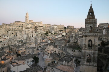 Fototapeta na wymiar Dusk over the old town of Matera, Italy
