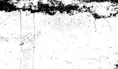Monochrome texture composed of irregular graphic elements. Distressed uneven grunge background. Abstract vector illustration. Overlay for interesting effect and depth. Isolated on white background.