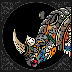 Colorful Rhinoceros isolated on black background