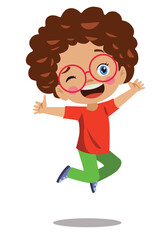 cute and happy boy jumping