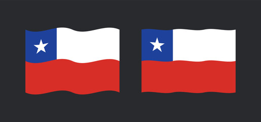 Flag of chile waving variants. Chilean national symbol vector icon.