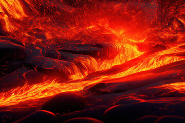 Abstract volcanic style background, hot lava flow, 3d illustration