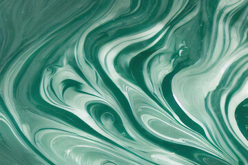 Abstract liquid marble background, green wavy texture, 3d illustration