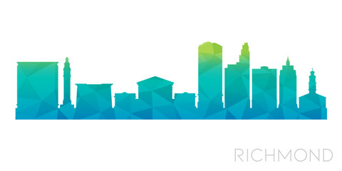 Richmond, VA, USA Low Poly Skyline Clip Art City Design. Geometric Polygon Graphic Horizon Icon. Vector Illustration Symbol.