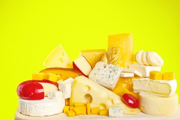 Dairy and Cheese prodact on the color background