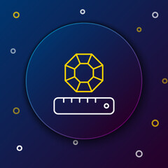 Line Gem stone icon isolated on blue background. Jewelry symbol. Diamond. Colorful outline concept. Vector