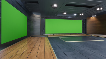 Virtual Studio 2267_News Studio, Backdrop For TV Shows .TV On Wall.3D Virtual News Studio Background, 3d illustration