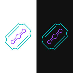 Line Blade razor icon isolated on white and black background. Colorful outline concept. Vector