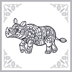 Rhinoceros zentangle arts isolated on white background