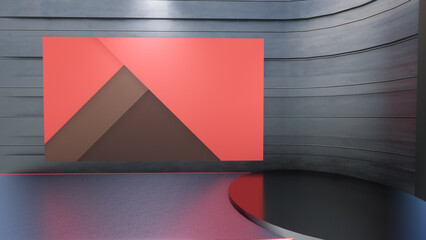 Virtual Studio 2267_News Studio, Backdrop For TV Shows .TV On Wall.3D Virtual News Studio Background, 3d illustration