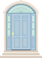 Vintage Door Building Exterior. Vector illustration