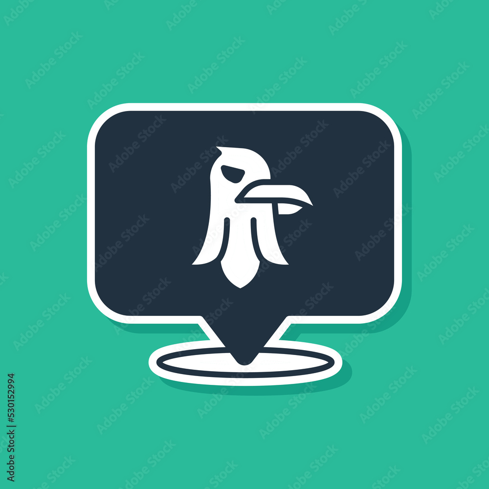 Sticker Blue Eagle icon isolated on green background. American Presidential symbol. Vector