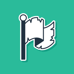 Blue Pirate flag icon isolated on green background. Vector