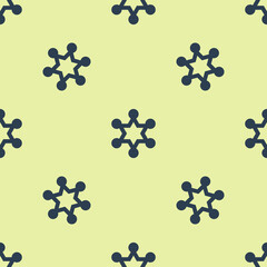 Blue Hexagram sheriff icon isolated seamless pattern on yellow background. Police badge icon. Vector