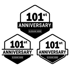 101 years anniversary celebration logotype. 101st anniversary logo collection. Set of anniversary design template. Vector and illustration.
