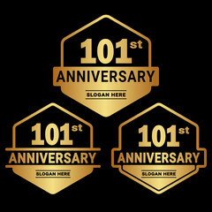 101 years anniversary celebration logotype. 101st anniversary logo collection. Set of anniversary design template. Vector and illustration.

