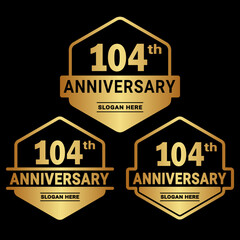 104 years anniversary celebration logotype. 104th anniversary logo collection. Set of anniversary design template. Vector and illustration.
