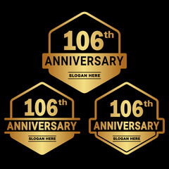 106 years anniversary celebration logotype. 106th anniversary logo collection. Set of anniversary design template. Vector and illustration.
