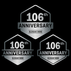 106 years anniversary celebration logotype. 106th anniversary logo collection. Set of anniversary design template. Vector and illustration.
