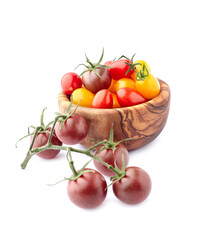 Fresh tomatoes  on white background isolated. Ripe cherry tomatoes.