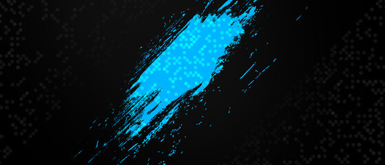 Black and blue abstract grunge background with halftone style